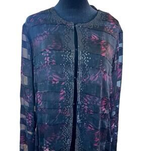CHICOS 2 (M 12-14)  women’s jacket, black with sequins and iridescent color